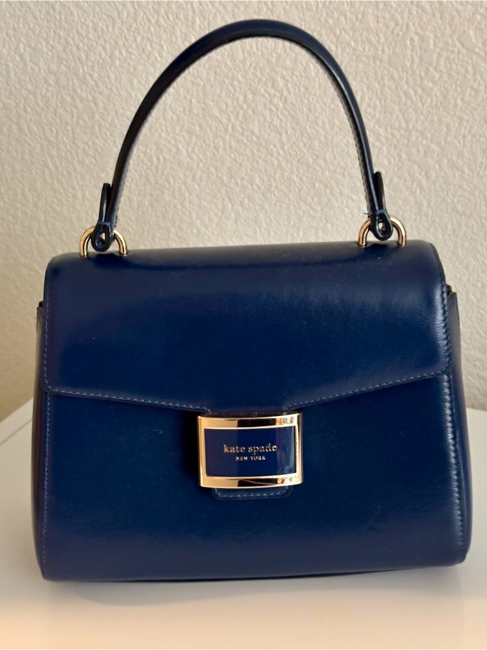 Kate Spade New York Katy Dark Blue Small Leather Top-handle Bag